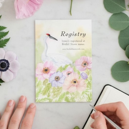 Registry Bridal Shower Whooping Crane Anemones  エンクロージャーカード
