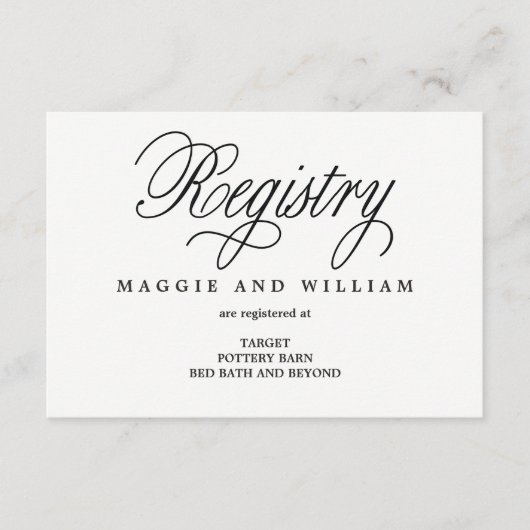 Registry Cards - Elegant Script エンクロージャーカード (正面)