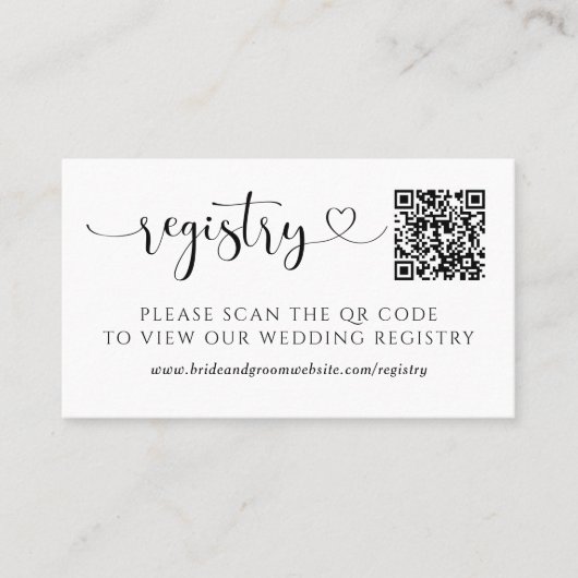 Registry Heart Script QR Code Enclosure Card 名刺 (正面)