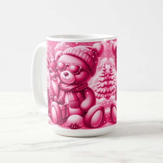 Reh und Bärchen Weihnachten Christmas Magenta コーヒーマグカップ (正面左)