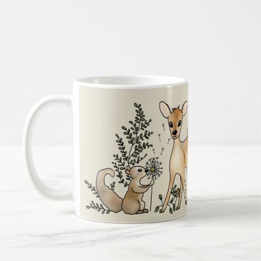 Reh und Eichhörnchen  Kaffeetasse コーヒーマグカップ (左)