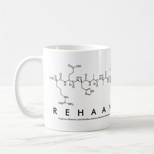 Rehaanペプチド名mug コーヒーマグカップ (左)