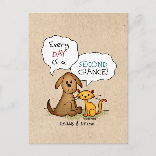 Rehab & Detox Cartoon：回復Sobriety薬物フリー ポストカード (正面)