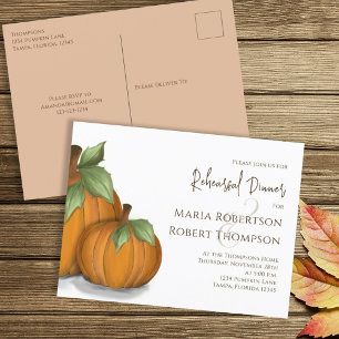 Rehearsal Dinner Autumn Fall Elegant Pumpkins Cute ポストカード