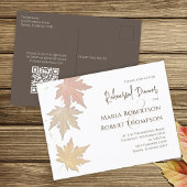 Rehearsal Dinner Autumn Greenery Leaves QR Code ポストカード