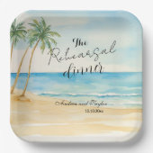 Rehearsal Dinner Beach and Palm Trees Wedding ペーパープレート (正面)