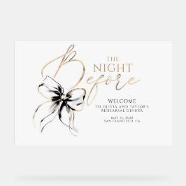 Rehearsal Dinner Black Bow Welcome アクリルサイン