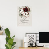 Rehearsal Dinner burgundy white elegant welcome ポスター (ホームオフィス)