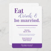 Rehearsal Dinner Eat Drink and Be Married Purple 招待状 (正面/裏面)