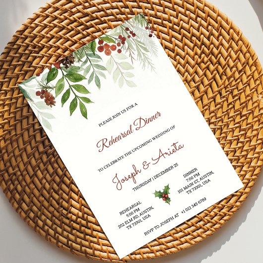 Rehearsal dinner Invitation card floral design 招待状