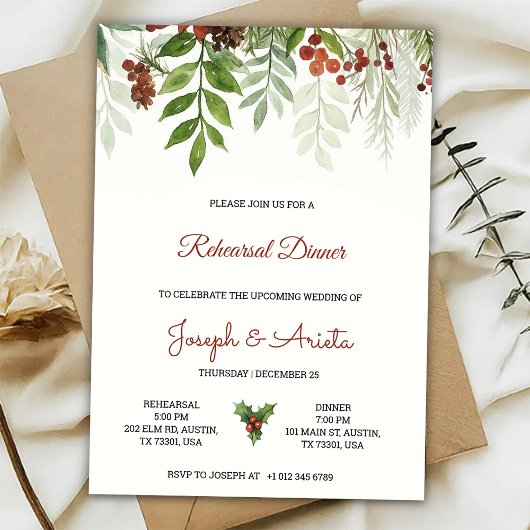 Rehearsal dinner Invitation card floral design 招待状