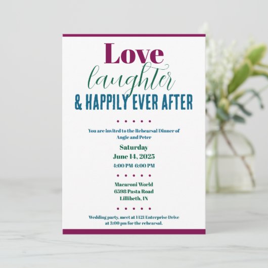 Rehearsal Dinner Love, Laugher, Happily Ever After 招待状 (スタンド正面)