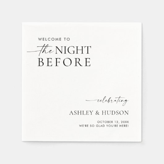 Rehearsal Dinner Napkin The Night Before Napkins スタンダードカクテルナプキン (正面)