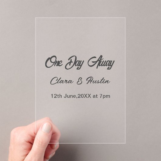 Rehearsal dinner One day away night before name da アクリル招待状 (インサイチュ (ポータブル))