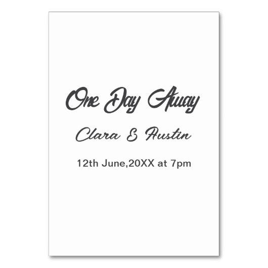 Rehearsal dinner One day away night before name da テーブルナンバー (正面)