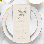 Rehearsal Dinner Place Setting Thank you Card プログラム