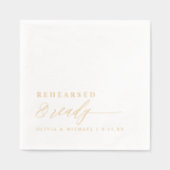 Rehearsal Dinner Rehearsed & Ready Wedding Gold 箔ナプキン (正面)