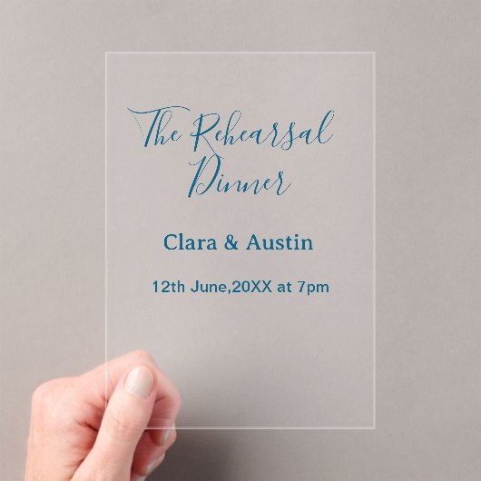 Rehearsal dinner the night before simple minimal m アクリル招待状 (インサイチュ (ポータブル))