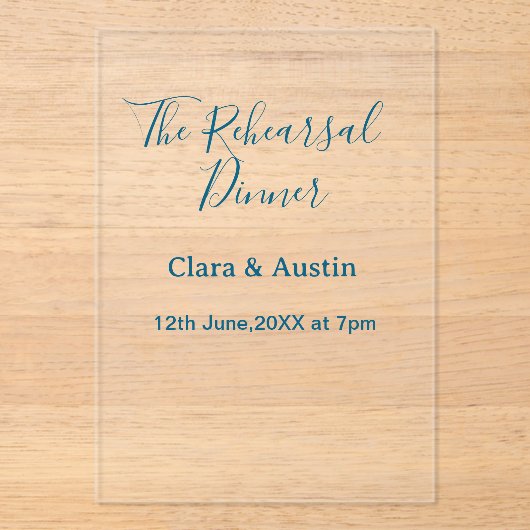 Rehearsal dinner the night before simple minimal m アクリル招待状 (正面)