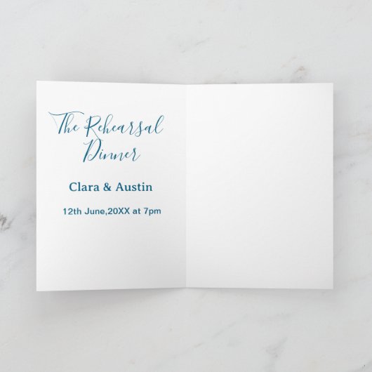 Rehearsal dinner the night before simple minimal m カード (内部)