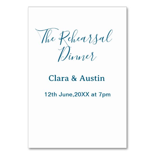 Rehearsal dinner the night before simple minimal m テーブルナンバー (正面)