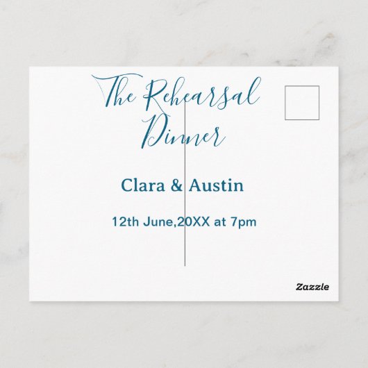 Rehearsal dinner the night before simple minimal m ポストカード (裏面)