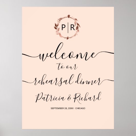 Rehearsal Dinner Welcome Sign ポスター (正面)