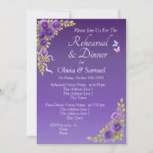 Rehearsal Invitation Card Purple Mauve Flowers 招待状 (正面)