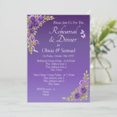 Rehearsal Invitation Card Purple Mauve Flowers 招待状 (スタンド正面)