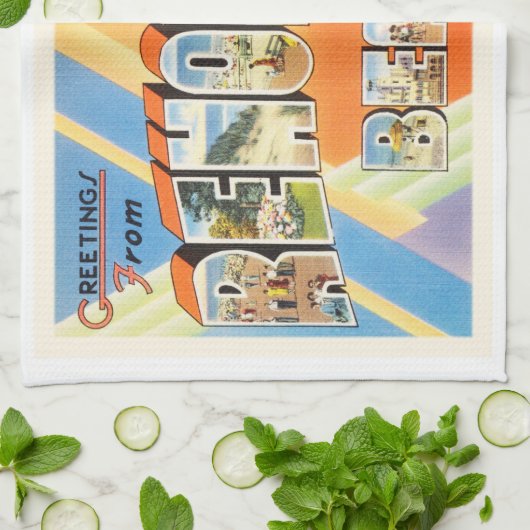 Rehobothのビーチのデラウェア州DE Vintage Travel郵便はがき キッチンタオル (折り畳み)