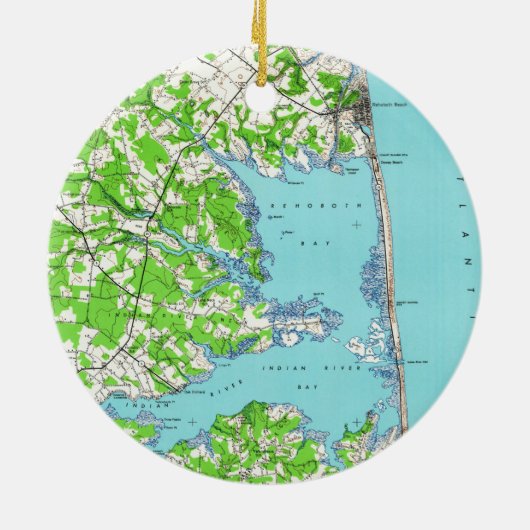 Rehobothのビーチ及びBethanyのビーチデラウェア州Map (1938年) セラミックオーナメント (裏面)