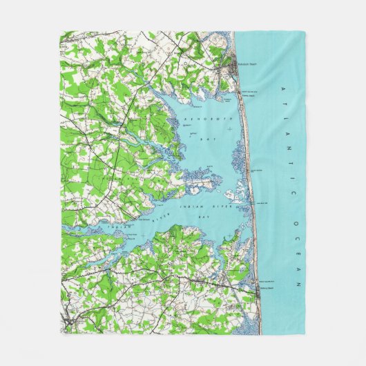 Rehobothのビーチ及びBethanyのビーチデラウェア州Map (1938年) フリースブランケット (正面)