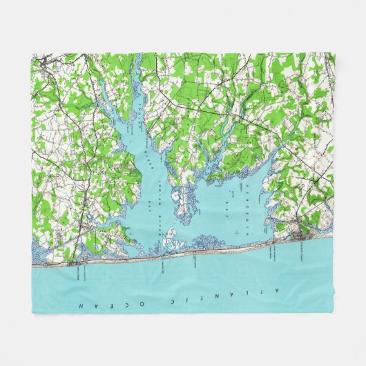 Rehobothのビーチ及びBethanyのビーチデラウェア州Map (1938年) フリースブランケット (正面(横))