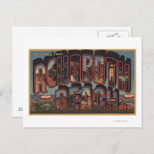 Rehobothビーチ、デラウェア – ラージレターシーン ポストカード (正面/裏面)