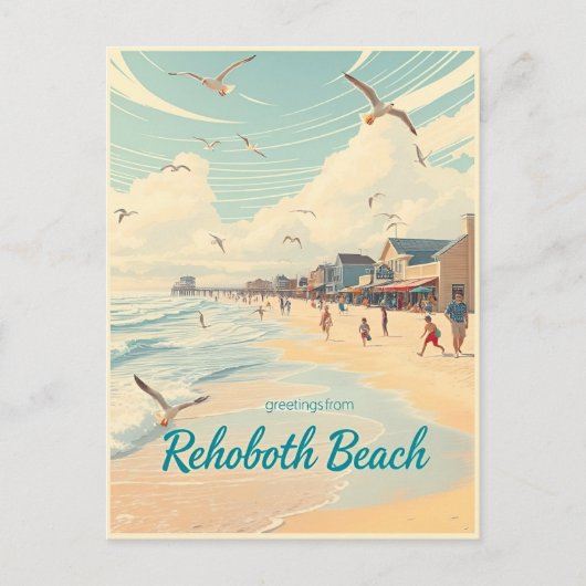 Rehoboth Beach, Delaware – Coastal vintage ポストカード (正面)