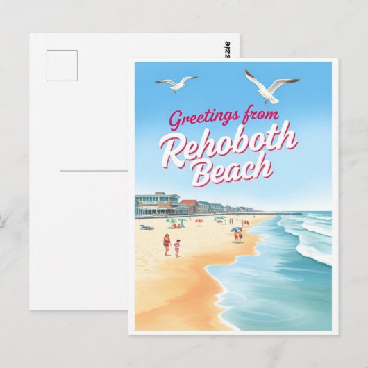 Rehoboth Beach, Delaware Coastal Vintage ポストカード (正面/裏面)