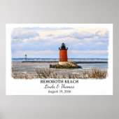 Rehoboth Beach Delaware Poster, Watercolor, Custom ポスター (正面)