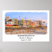 Rehoboth Beach Delaware Poster, Watercolor, Custom ポスター (正面)