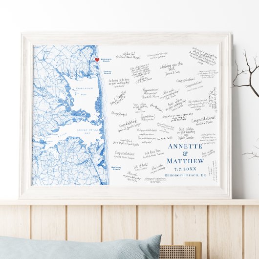 Rehoboth Beach Wedding Elegant Guest Book Poster ポスター