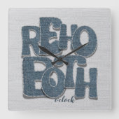 Rehoboth Delaware Beach Denim Letter Wall Clock スクエア壁時計 (正面)