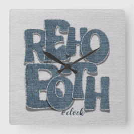 Rehoboth Delaware Beach Denim Letter Wall Clock スクエア壁時計