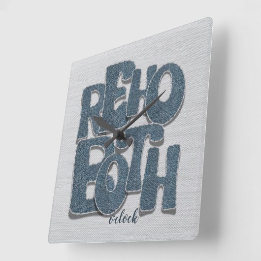 Rehoboth Delaware Beach Denim Letter Wall Clock スクエア壁時計 (傾斜)