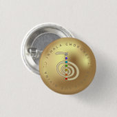 Reiki energía dorada CHOKUREI con chakras 缶バッジ (正面&裏面)