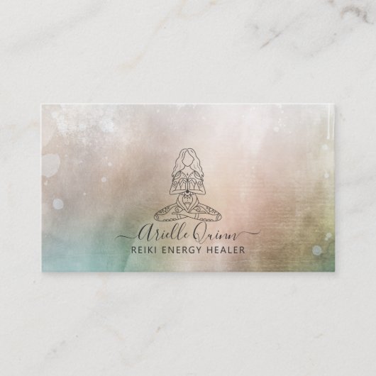 Reiki Energy Healer Serene Abstract Watercolor 名刺 (正面)