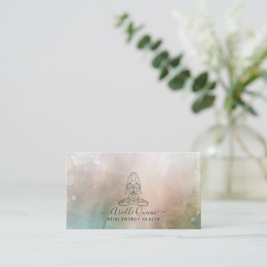 Reiki Energy Healer Serene Abstract Watercolor 名刺 (スタンド正面)