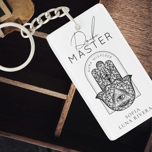 Reiki Master Hamsa Hand Evil Eye Yoga Therapist キーホルダー