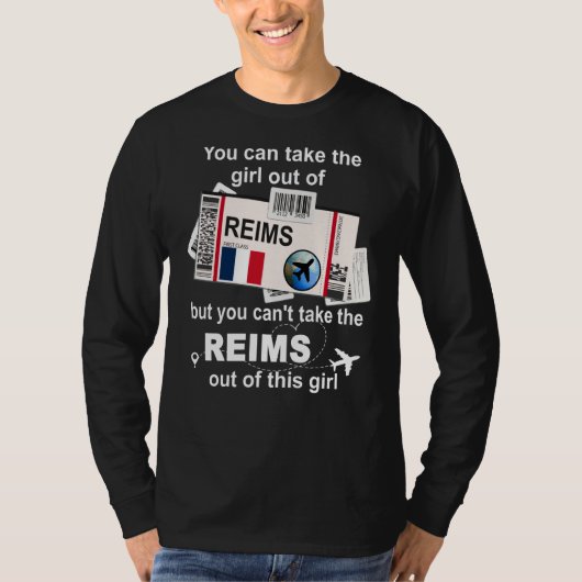 Reims Boarding Pass Reims Girl Reims Tシャツ (正面)