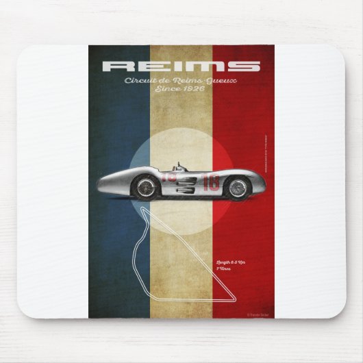 Reims Racetrack Vintage Mercedes マウスパッド (正面)