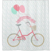 Rein Dropヴィンテージバイクバルーンのパーソナライズ シャワーカーテン (正面)