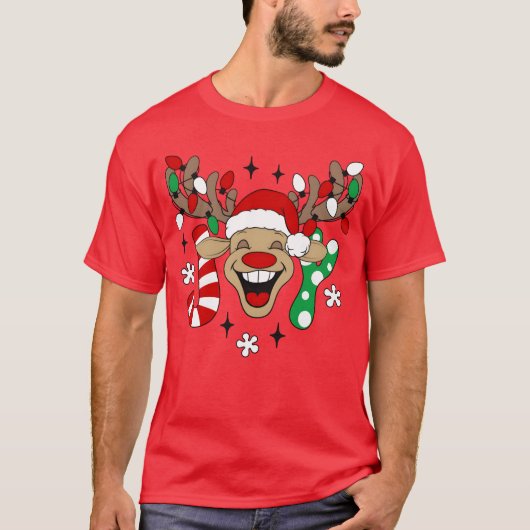 Rein Rudolph Christmas Ugly Christmas Sweater girl Tシャツ (正面)